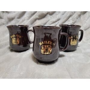Vintage Bailey's Irish Cream Coffee Mugs - Set of 3 - Brown and Gold